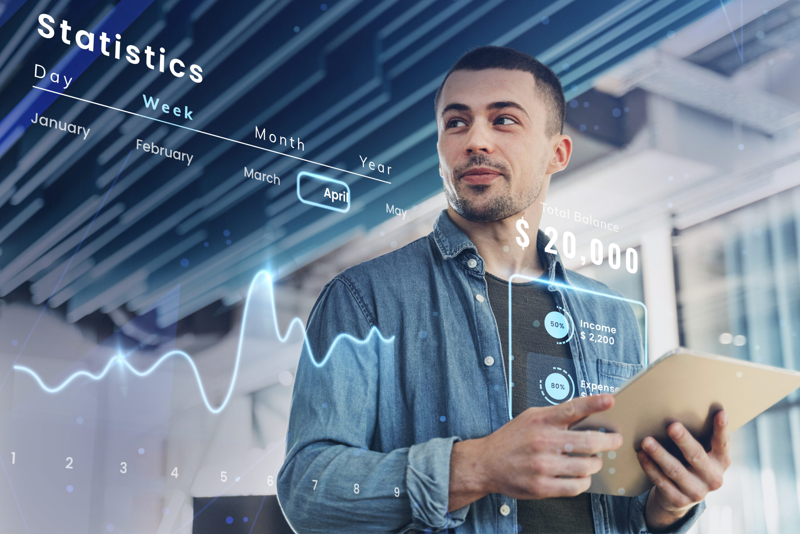 Crafting Captivating Headlines: Your awesome post title goes here Homem Usando Um Tablet Para Trabalhar E Se Conectar Com Outras Pessoas Scaled